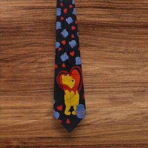 Vintage Disney Winnie the‎ Pooh Necktie Hearts Hunny Pot Mens Tie